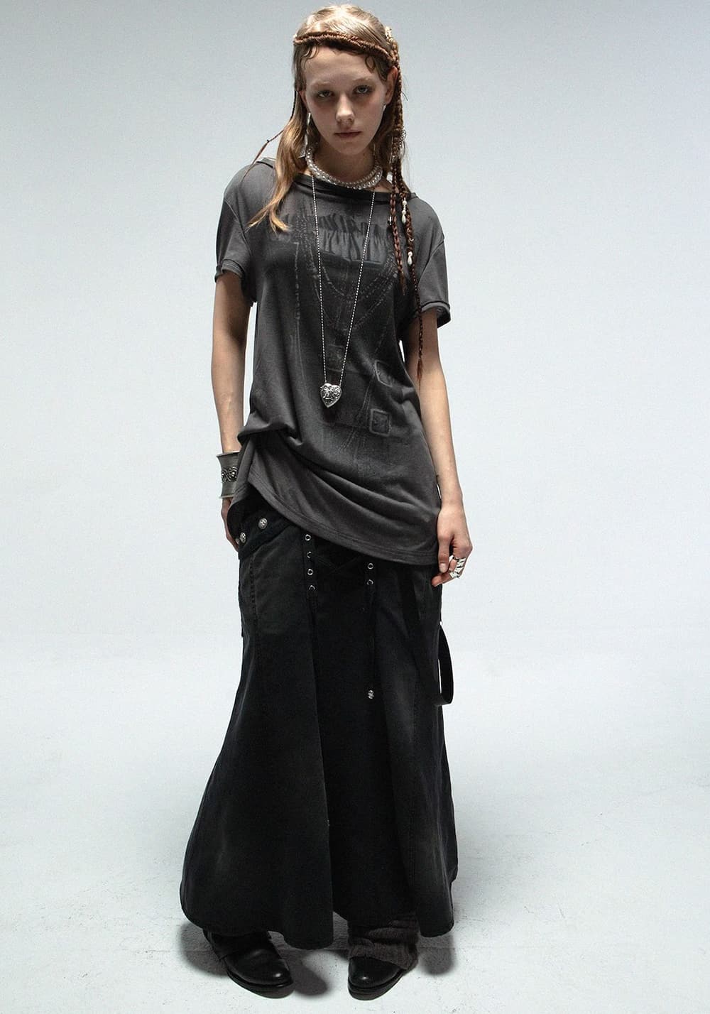 DOUBLEPUNCH丨Punk Digital Print Knot Detail T-Shirt - PSYLOS 1, DOUBLEPUNCH丨Punk Digital Print Knot Detail T-Shirt, T-Shirt, DOUBLEPUNCH, PSYLOS 1